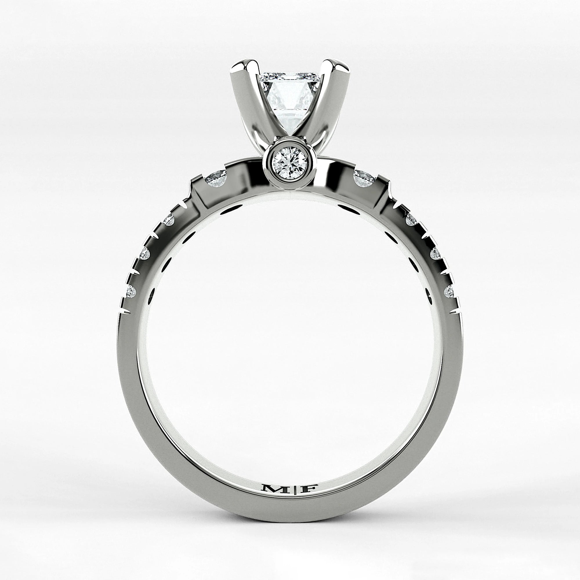 Anillo de Compromiso Aria - Esmeralda en oro blanco - vista 3