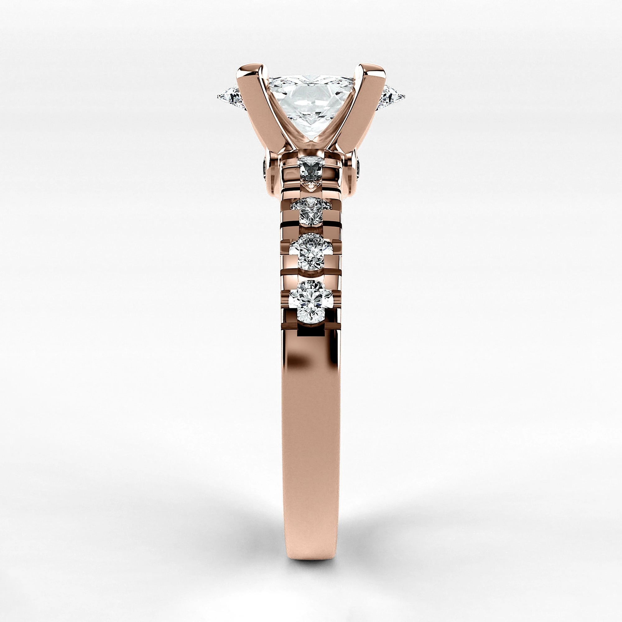 Anillo de Compromiso Aria - Marquesa en oro rosa - vista 2