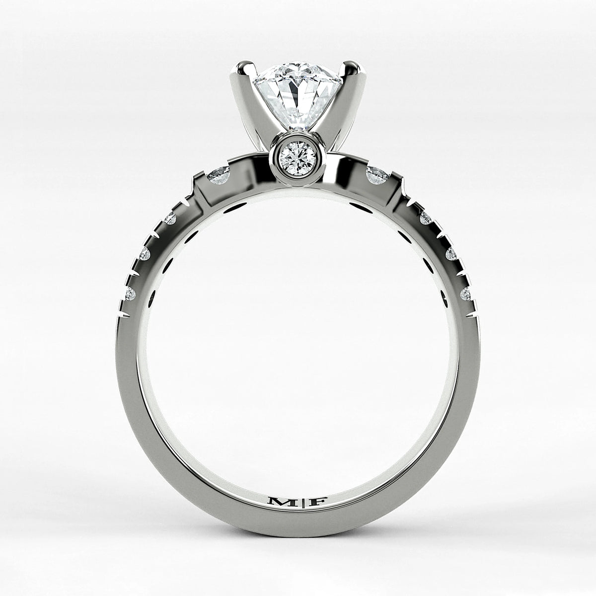 Anillo de Compromiso Aria - Oval en oro blanco - vista 3