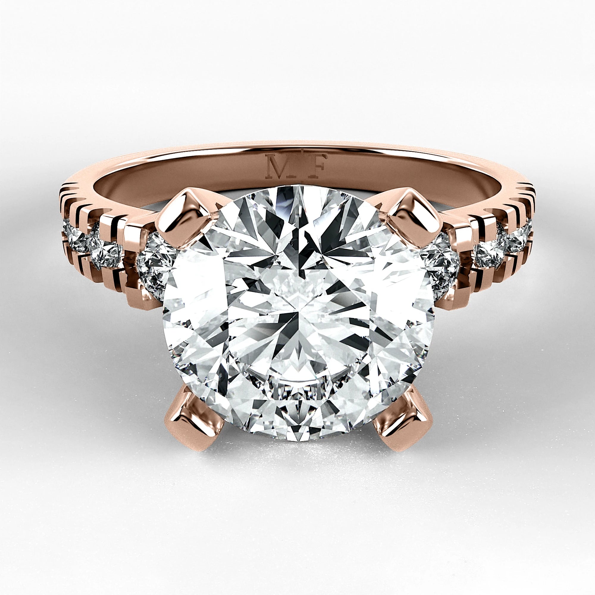 Anillo de Compromiso Aria - Redondo en oro rosa - vista 1