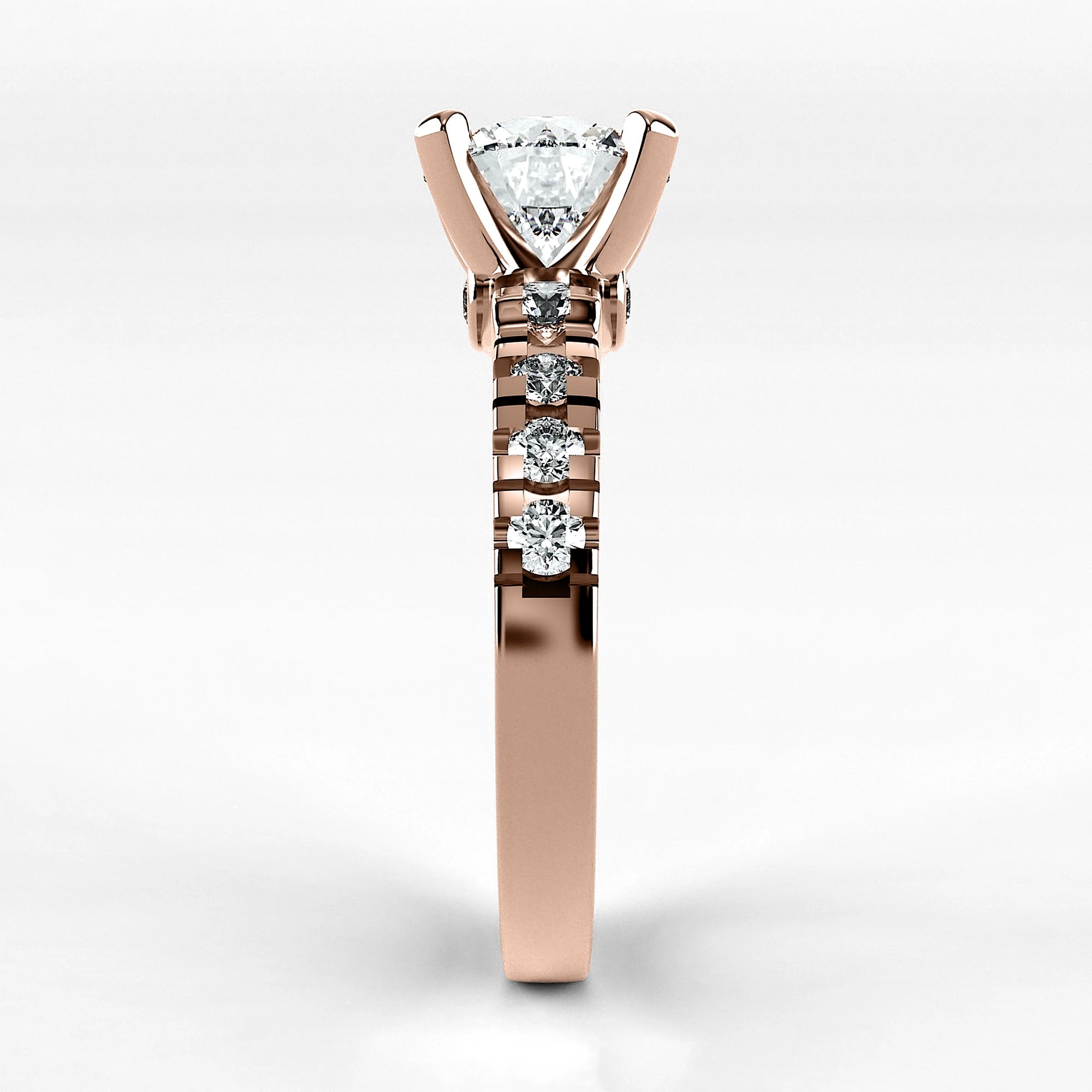 Anillo de Compromiso Aria - Redondo en oro rosa - vista 2