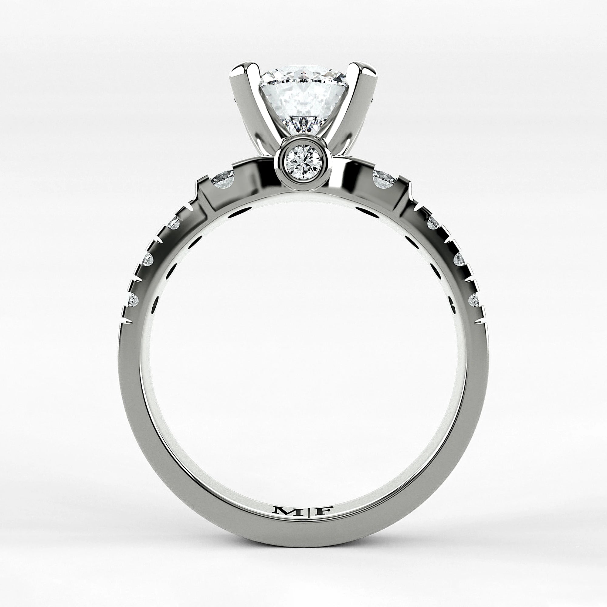 Anillo de Compromiso Aria - Redondo en oro blanco - vista 3