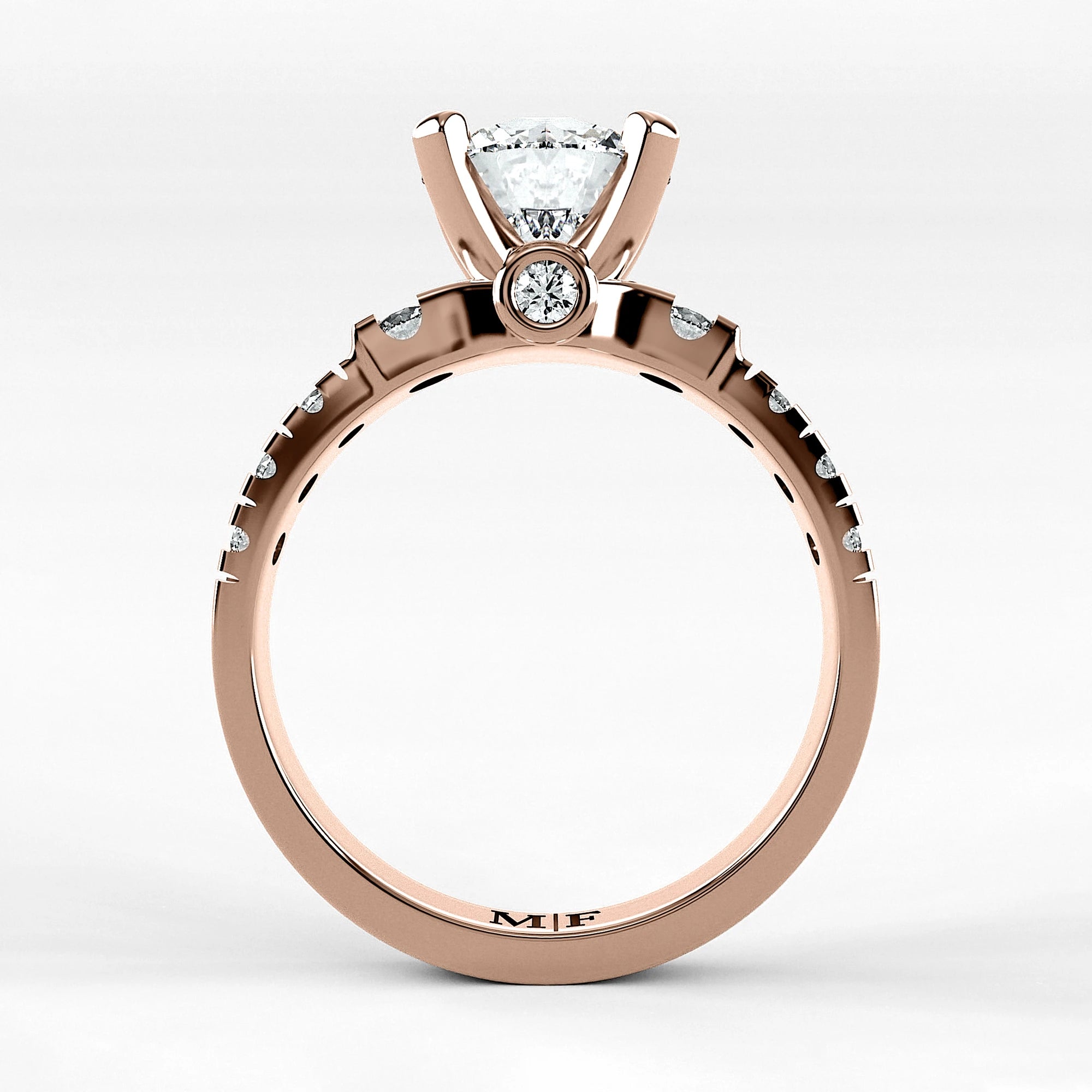 Anillo de Compromiso Aria - Redondo en oro rosa - vista 3
