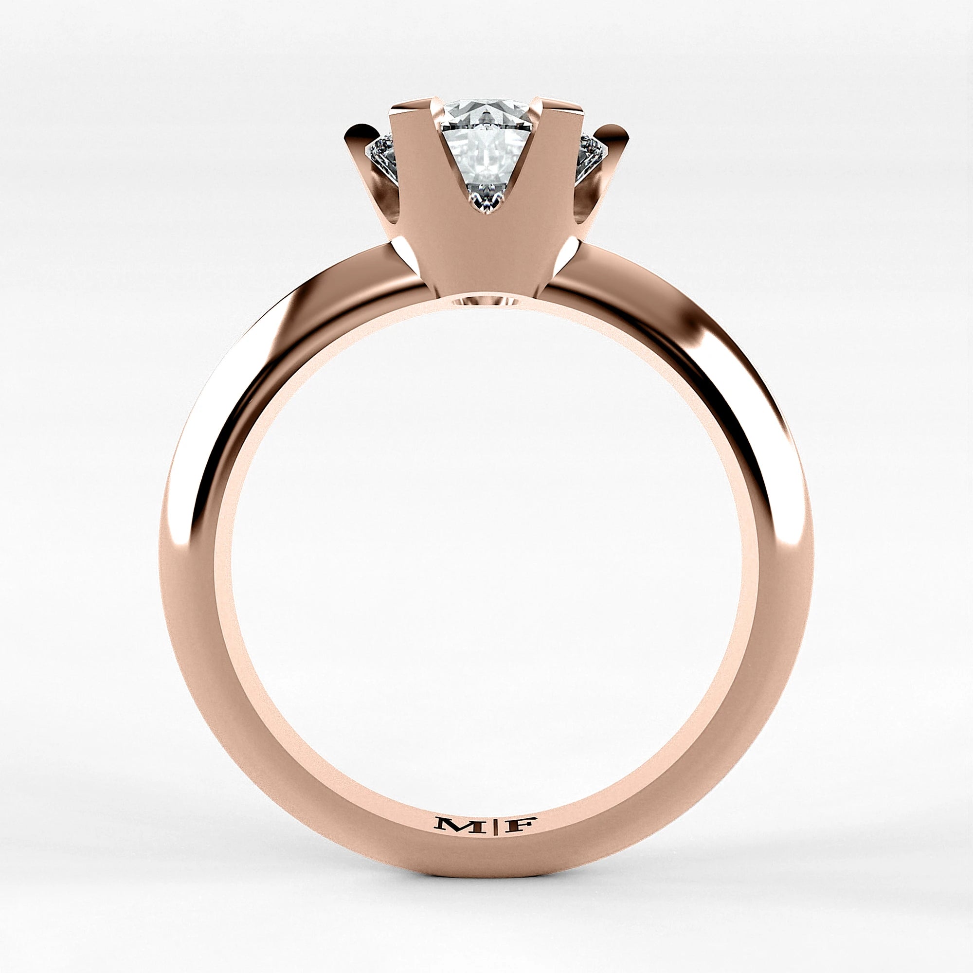 Anillo de Compromiso Magno - Redondo en oro rosa - vista 3