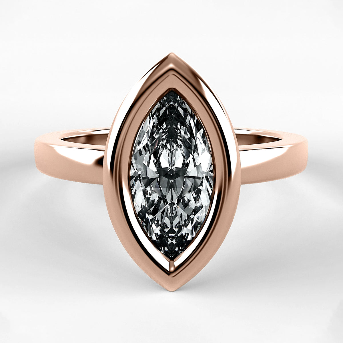 Anillo de Compromiso Eclipse - Marquesa en oro rosa - vista 1
