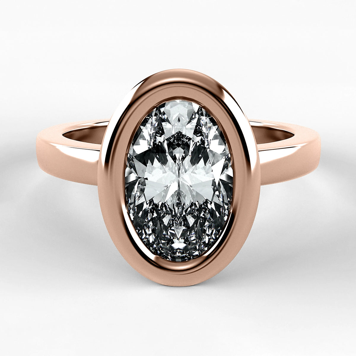 Anillo de Compromiso Eclipse - Oval en oro rosa - vista 1