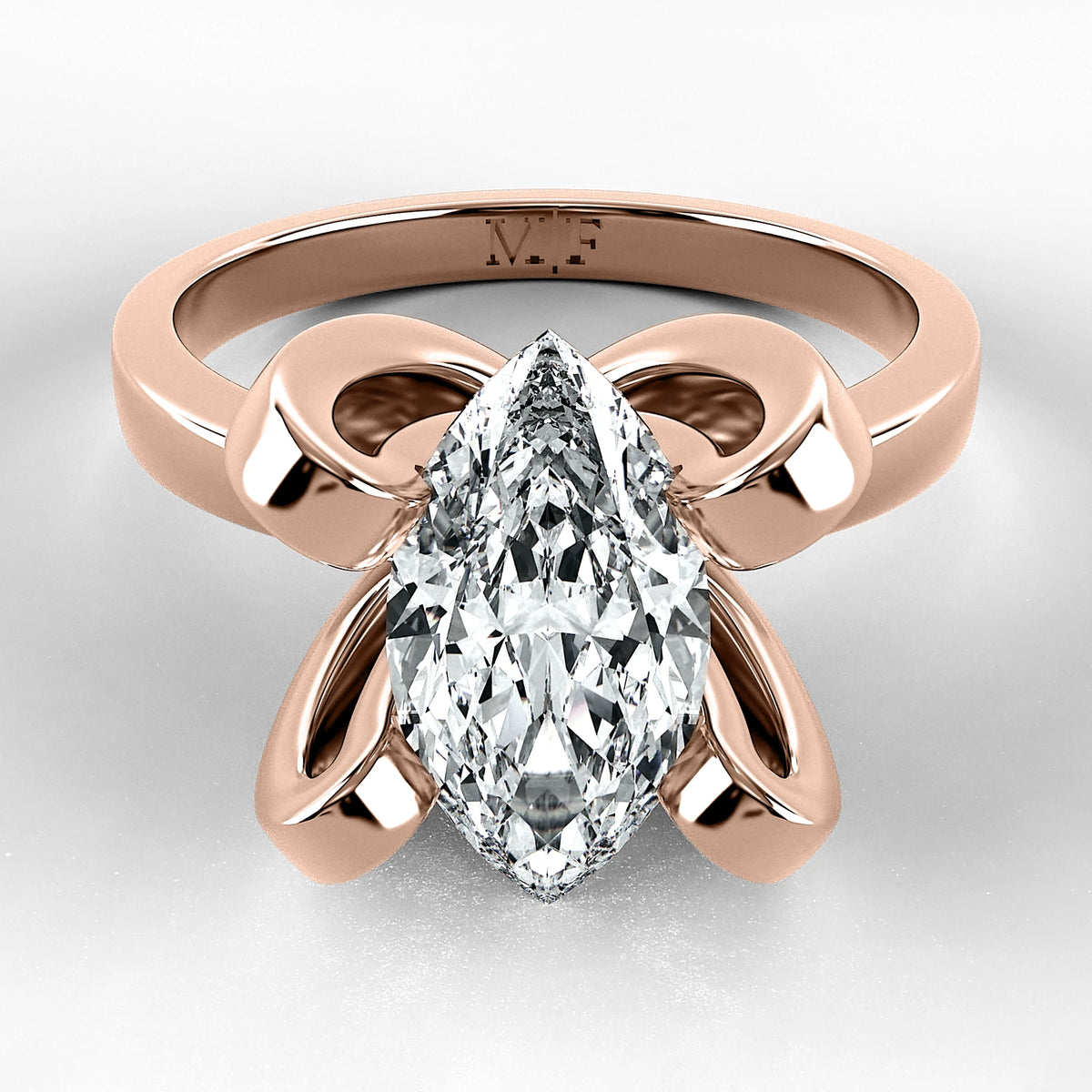 Anillo de Compromiso Amapola - Marquesa en oro rosa - vista 1