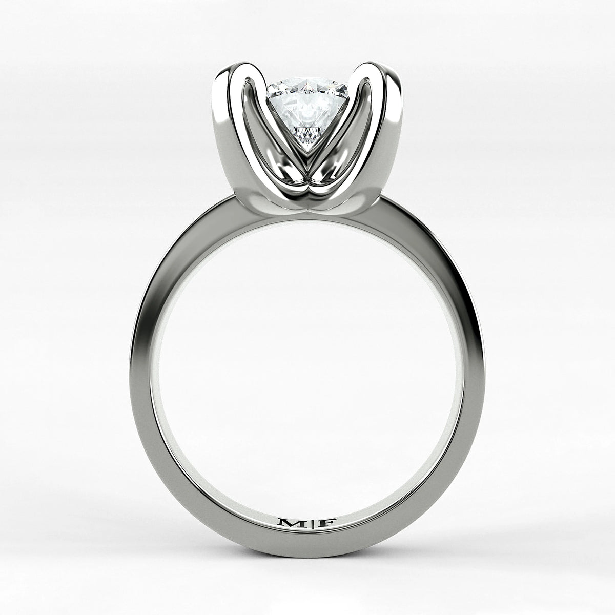 Anillo de Compromiso Amapola - Redondo en oro blanco - vista 3