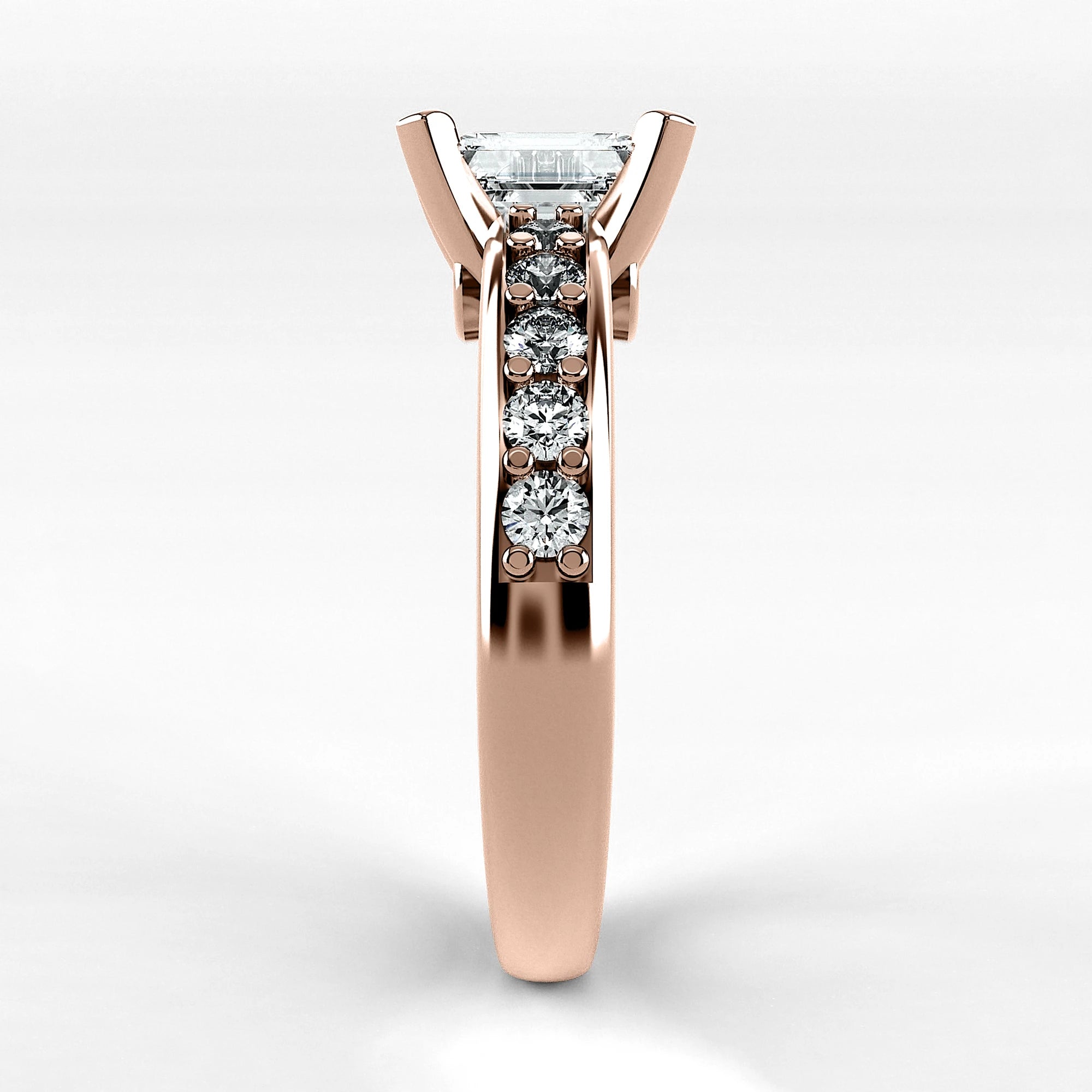 Anillo de Compromiso Riviere - Esmeralda en oro rosa - vista 2