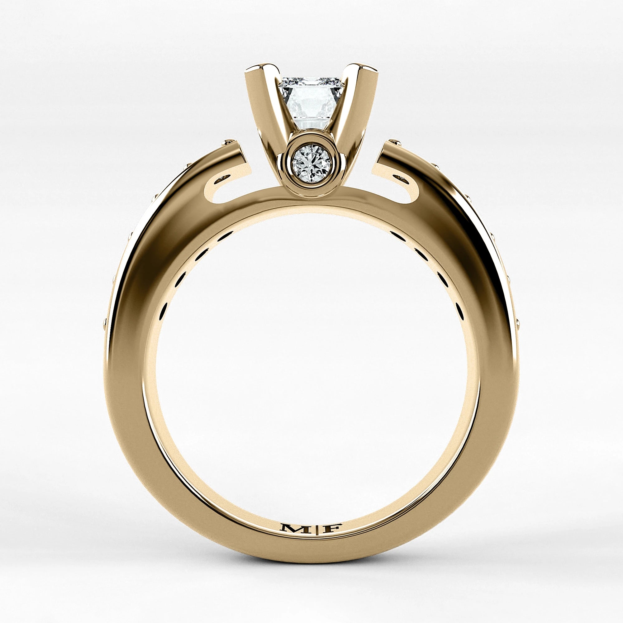 Anillo de Compromiso Riviere - Esmeralda en oro amarillo - vista 3