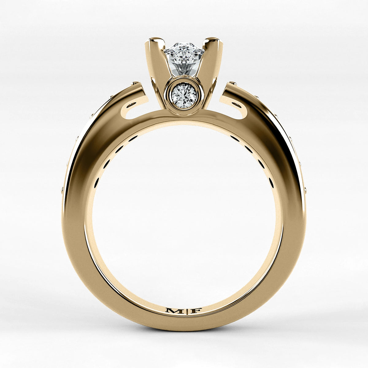 Anillo de Compromiso Riviere - Marquesa en oro amarillo - vista 3