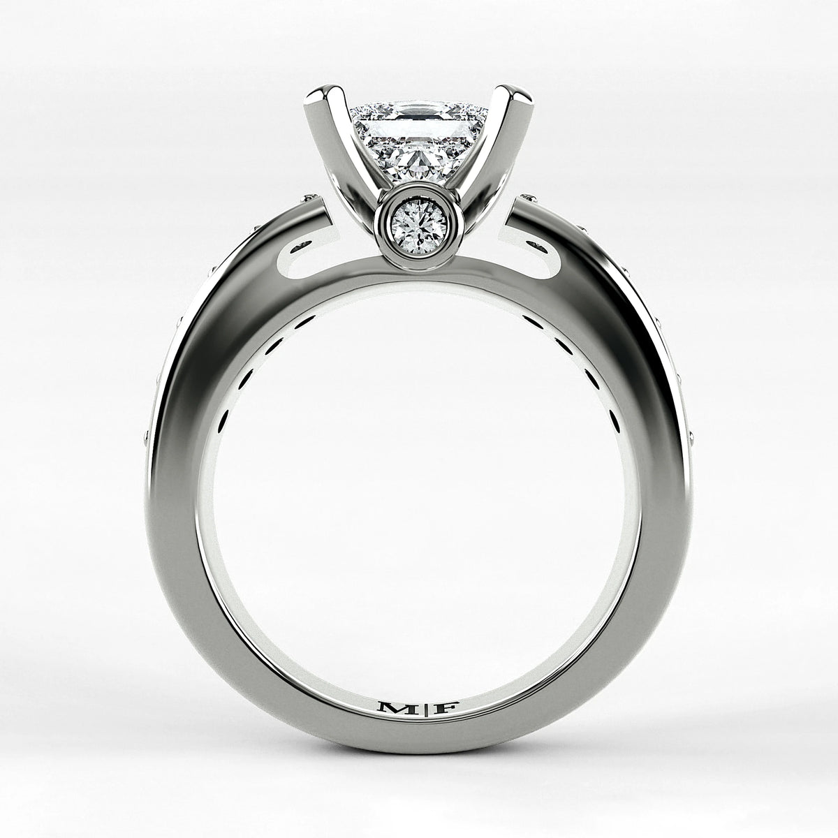 Anillo de Compromiso Riviere - Princess en oro blanco - vista 3