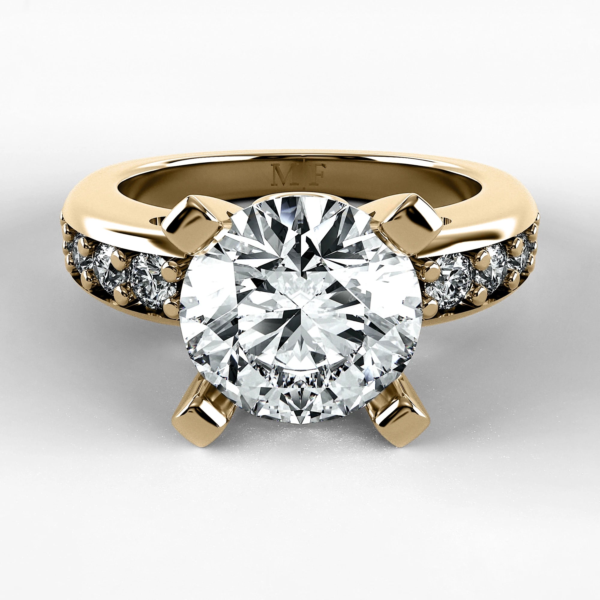 Anillo de Compromiso Riviere - Redondo en oro amarillo - vista 1