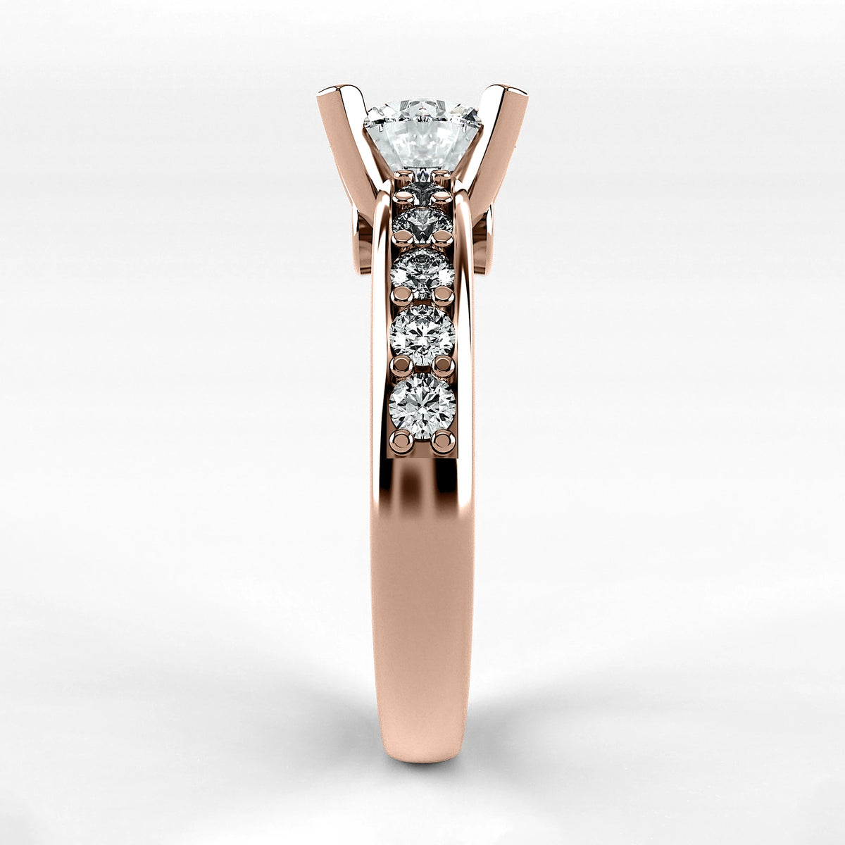 Anillo de Compromiso Riviere - Redondo en oro rosa - vista 2