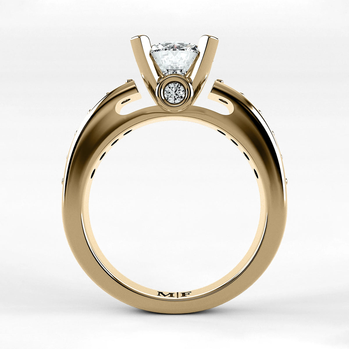 Anillo de Compromiso Riviere - Redondo en oro amarillo - vista 3