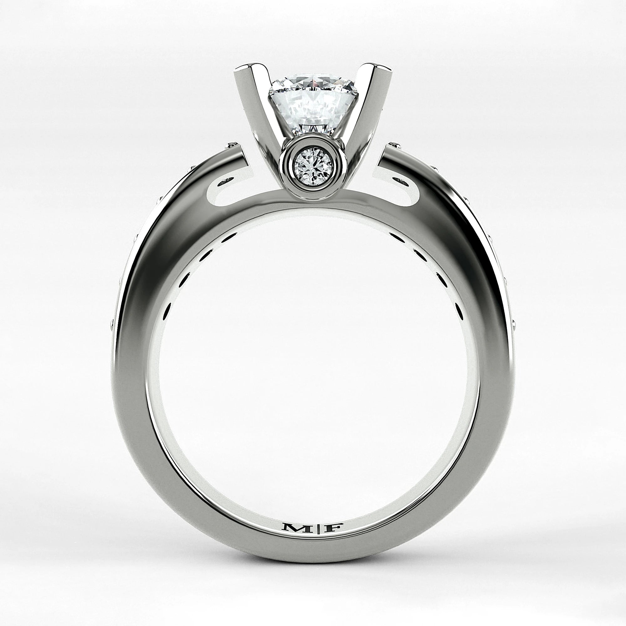 Anillo de Compromiso Riviere - Redondo en oro blanco - vista 3