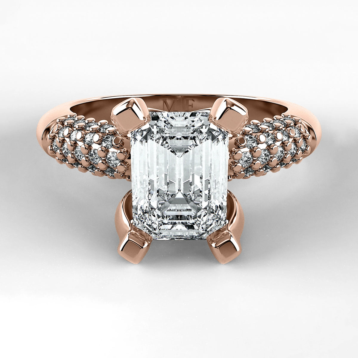 Anillo de Compromiso Lumière - Esmeralda en oro rosa - vista 1