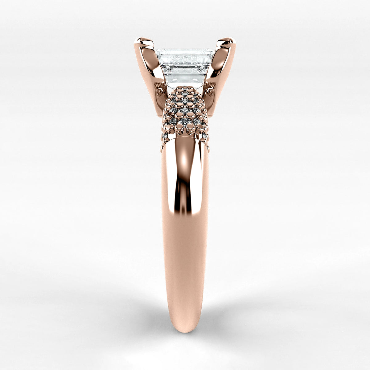 Anillo de Compromiso Lumière - Esmeralda en oro rosa - vista 2