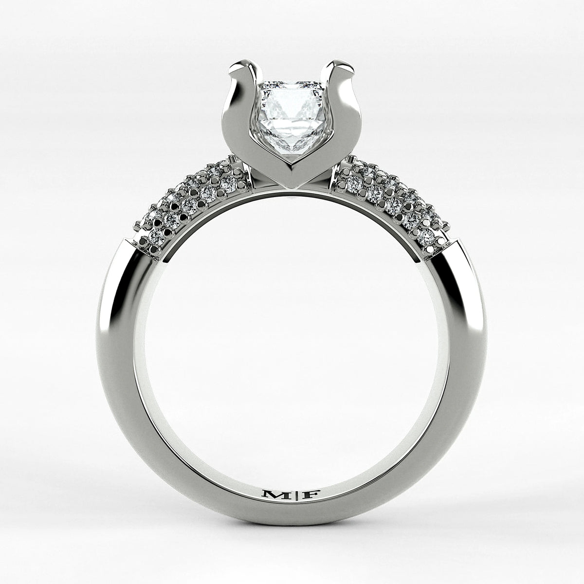 Anillo de Compromiso Lumière - Esmeralda en oro blanco - vista 3