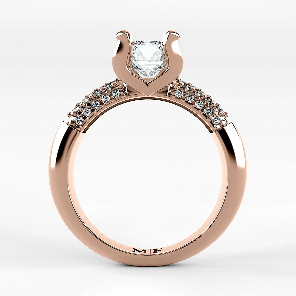 Anillo de Compromiso Lumière - Esmeralda en oro rosa - vista 3