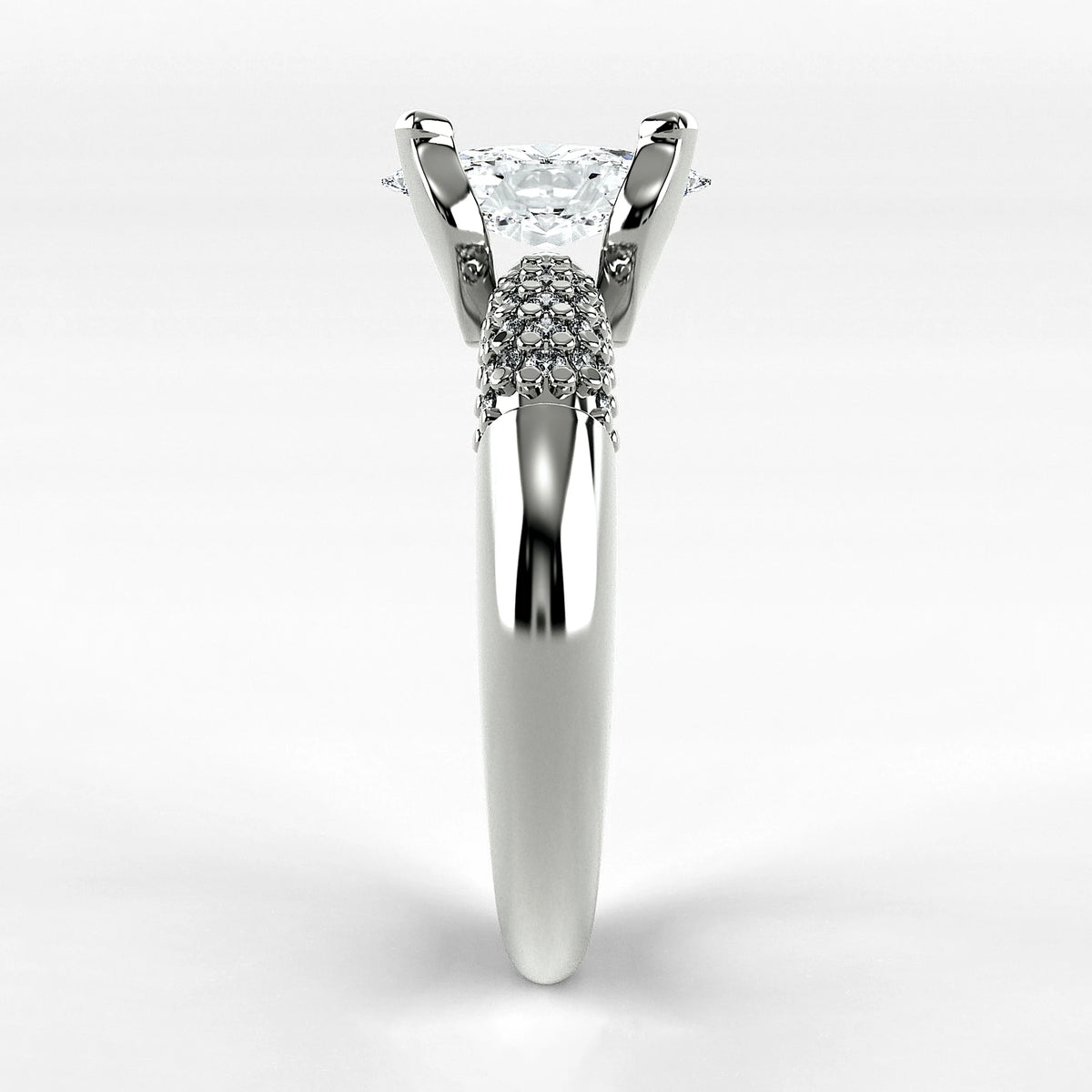 Anillo de Compromiso Lumière - Marquesa en oro blanco - vista 2
