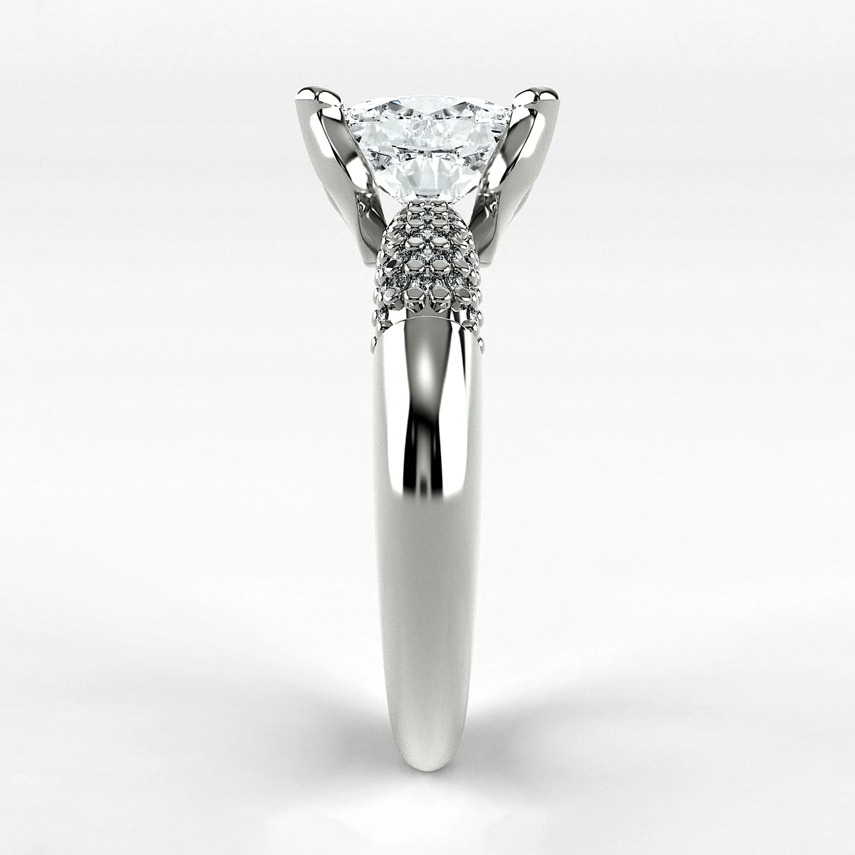 Anillo de Compromiso Lumière - Oval en oro blanco - vista 2