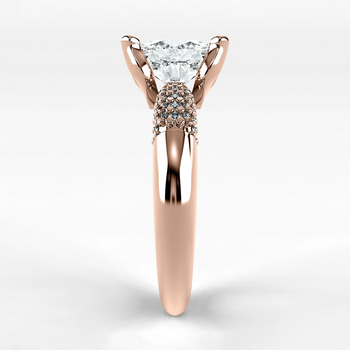 Anillo de Compromiso Lumière - Oval en oro rosa - vista 2