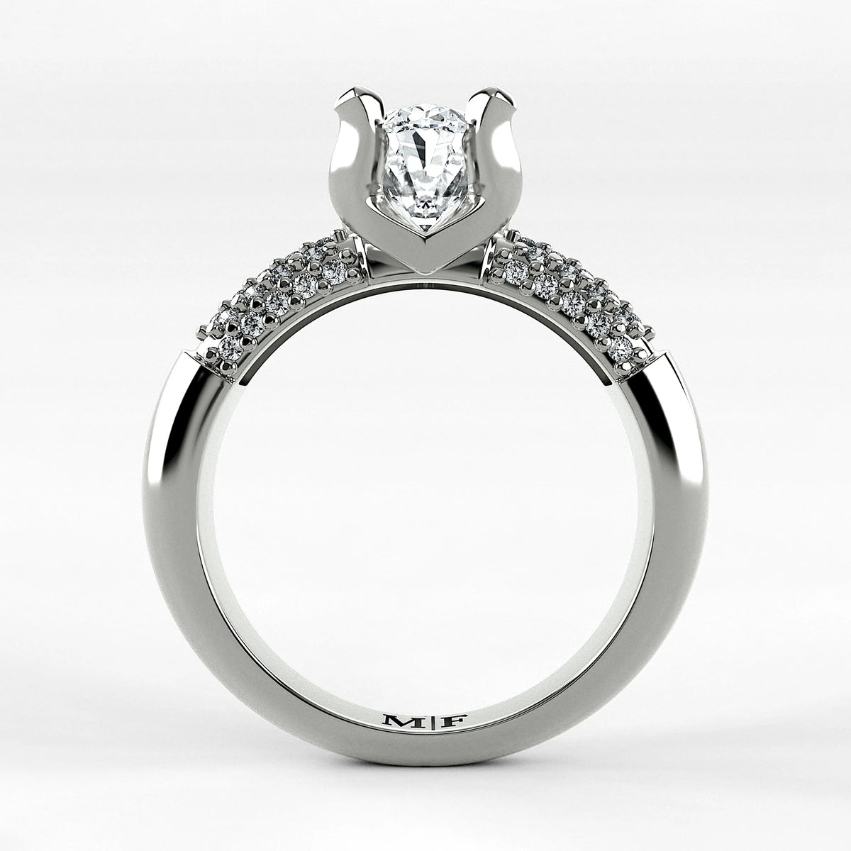 Anillo de Compromiso Lumière - Oval en oro blanco - vista 3