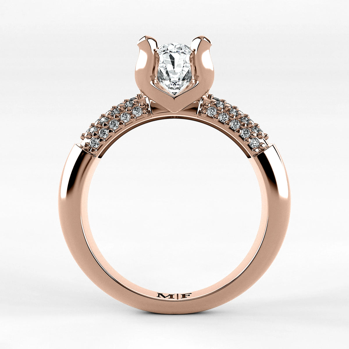 Anillo de Compromiso Lumière - Oval en oro rosa - vista 3