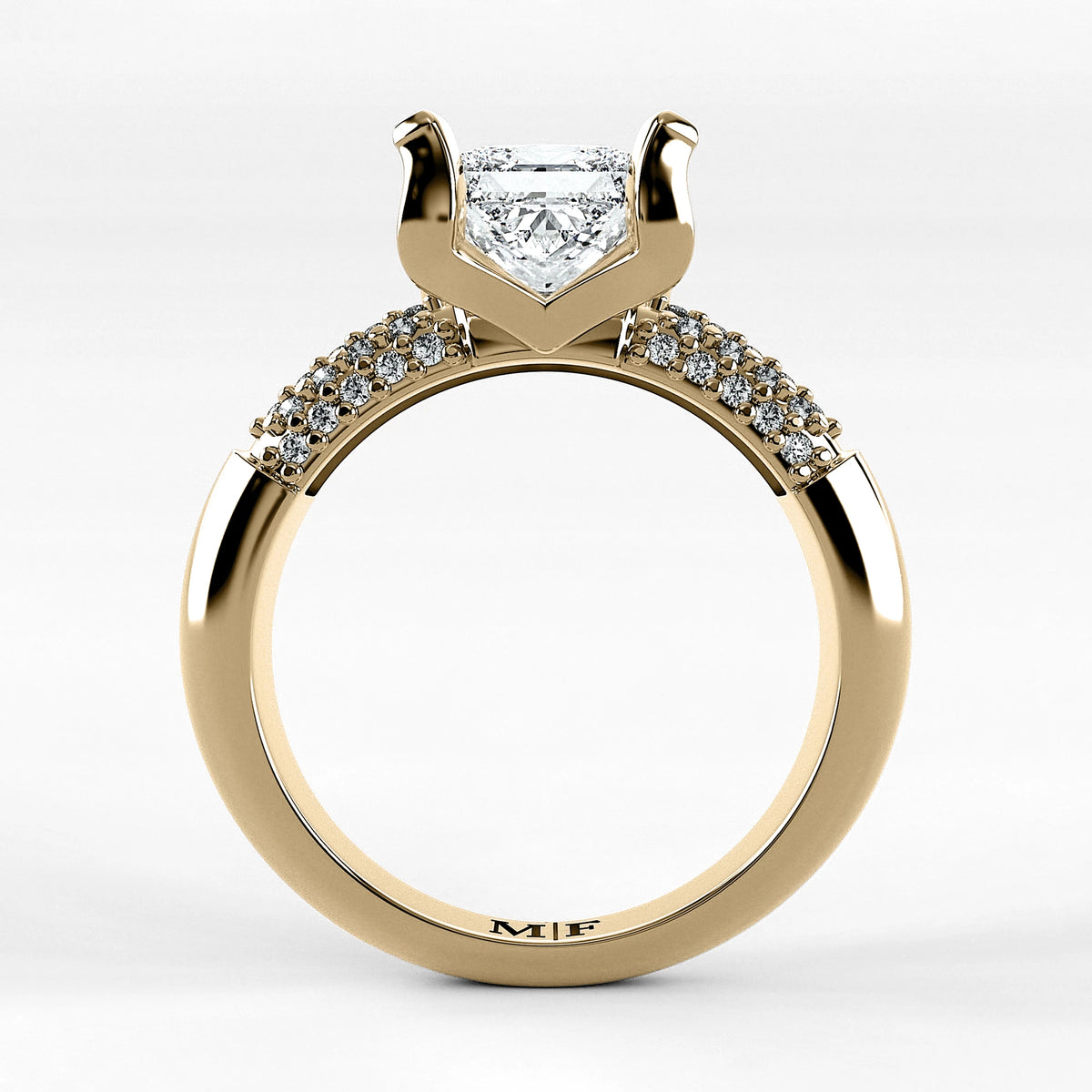 Anillo de Compromiso Lumière - Princess en oro amarillo - vista 3