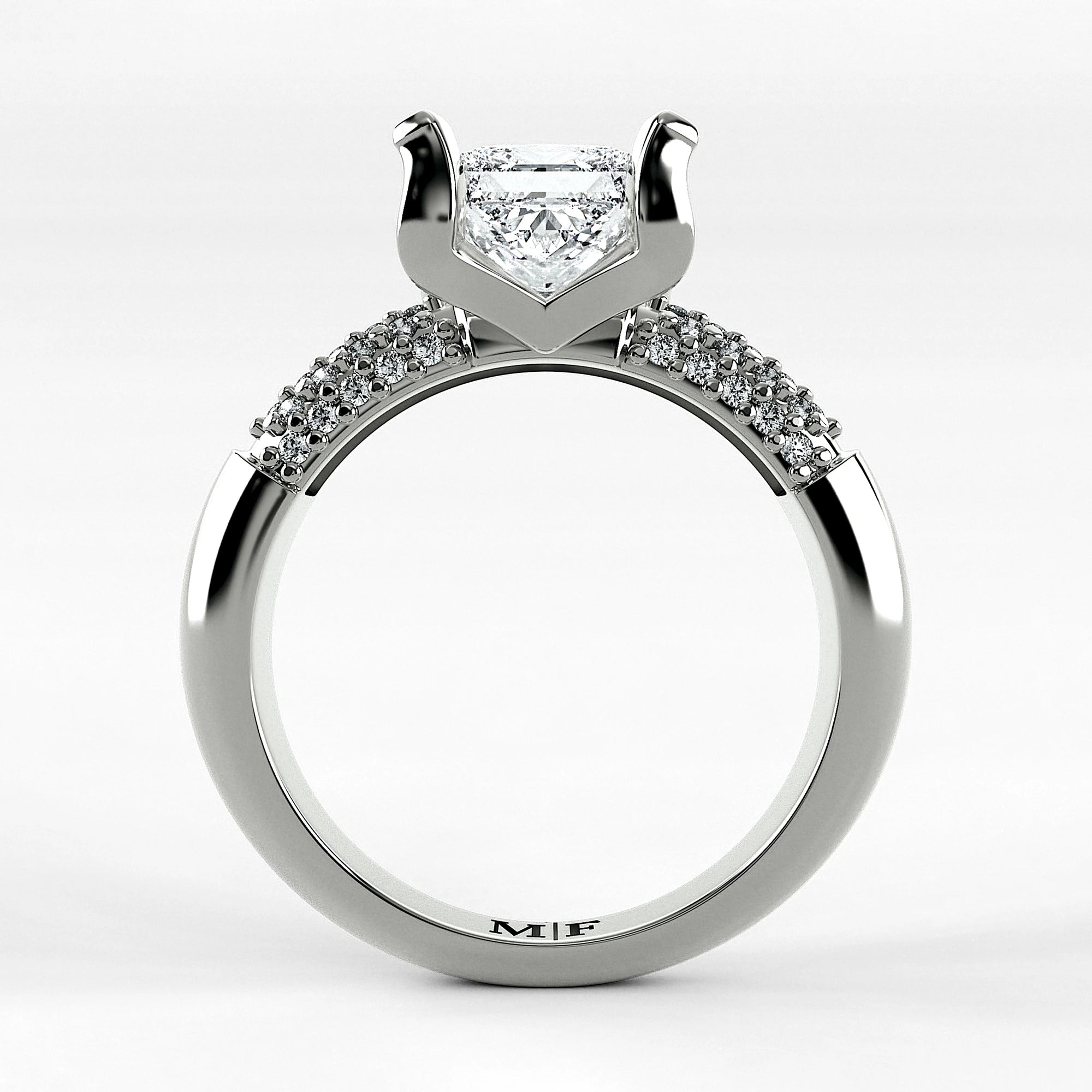 Anillo de Compromiso Lumière - Princess en oro blanco - vista 3