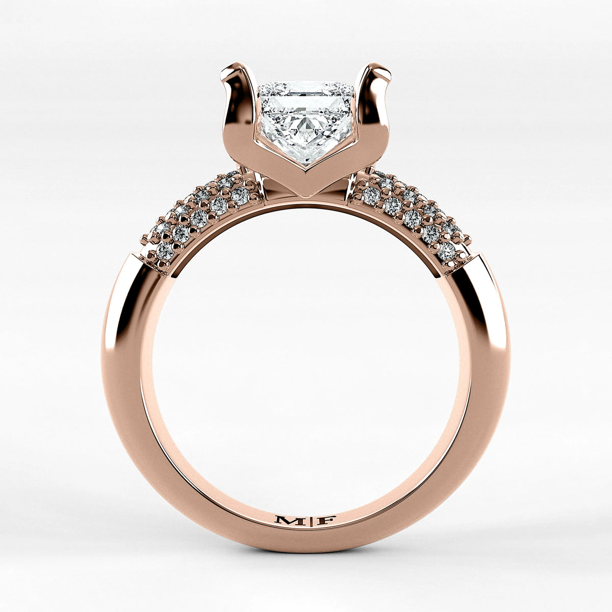 Anillo de Compromiso Lumière - Princess en oro rosa - vista 3