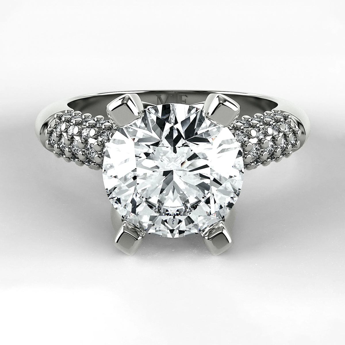 Anillo de Compromiso Lumière - Redondo en oro blanco - vista 1