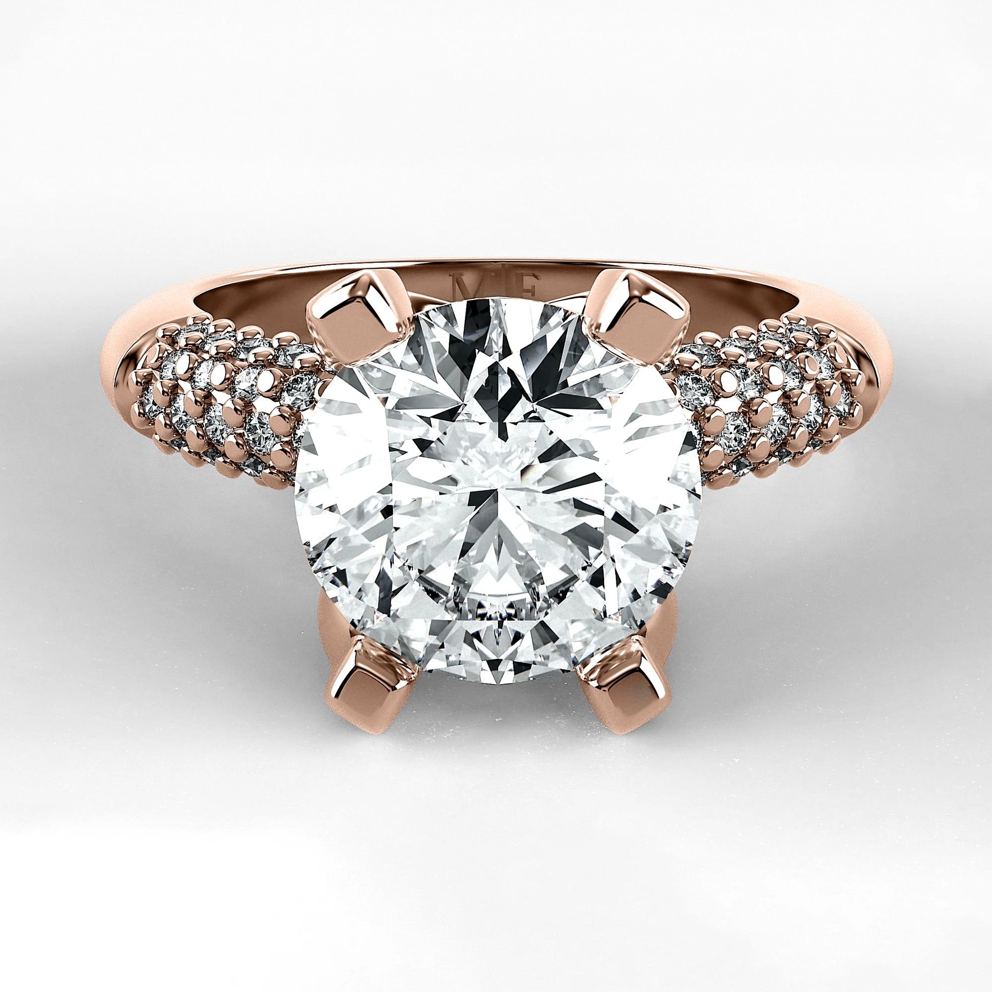 Anillo de Compromiso Lumière - Redondo en oro rosa - vista 1
