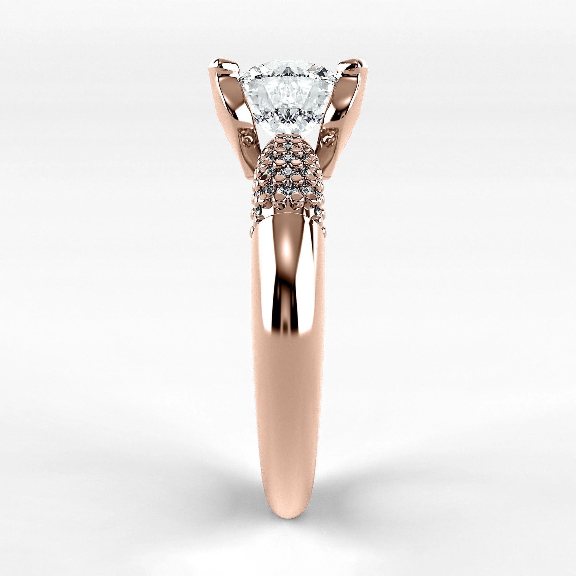 Anillo de Compromiso Lumière - Redondo en oro rosa - vista 2