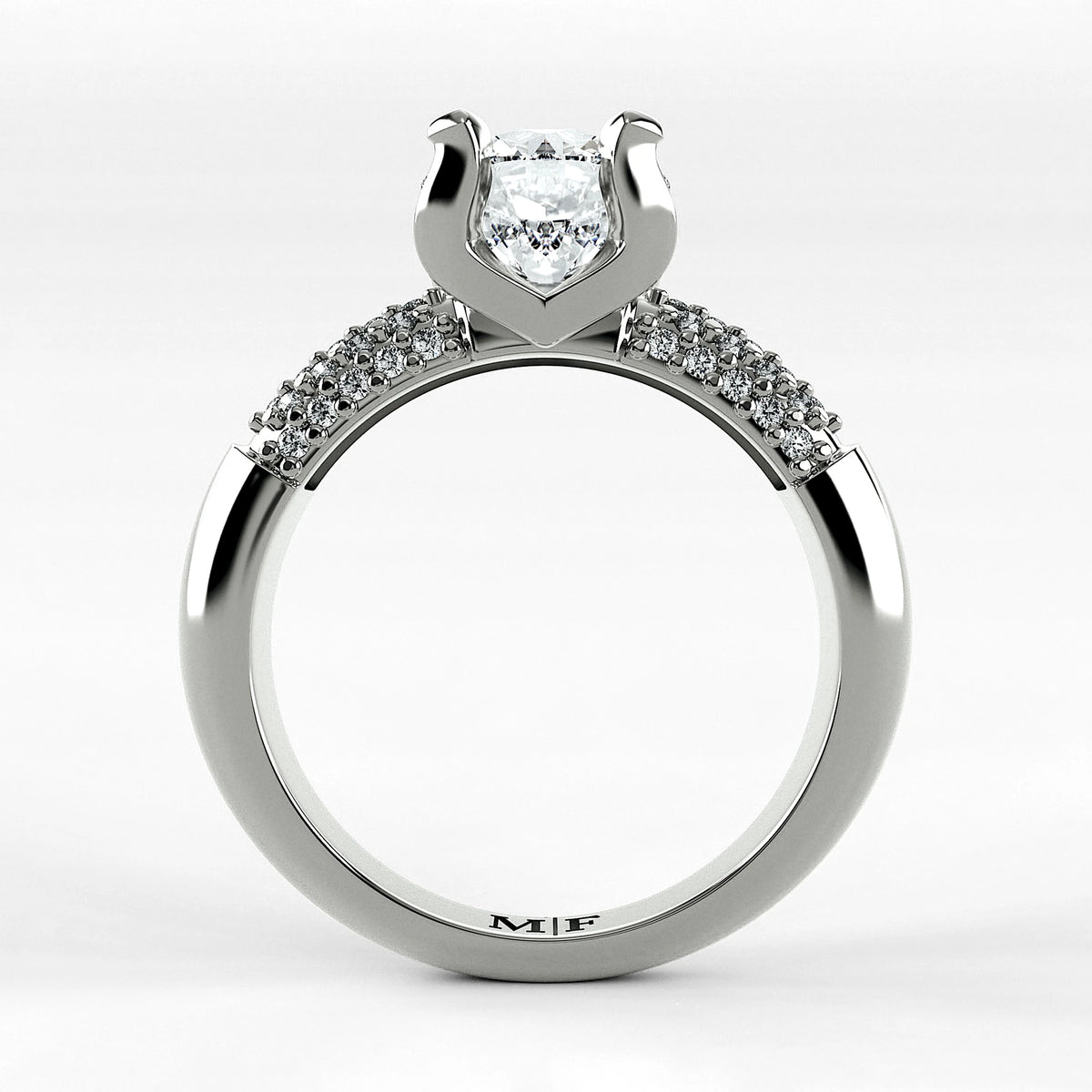 Anillo de Compromiso Lumière - Redondo en oro blanco - vista 3