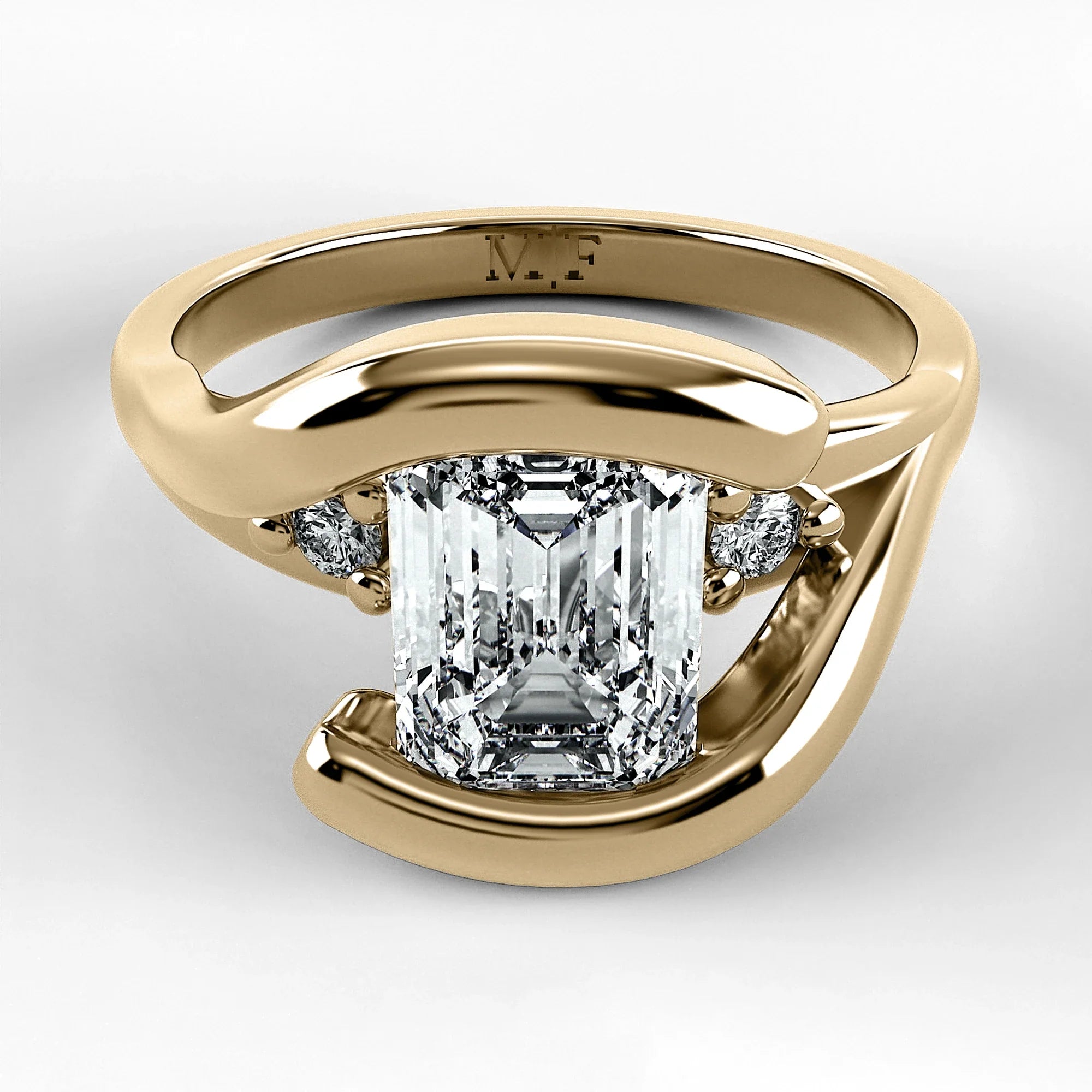 Anillo de Compromiso Giro - Esmeralda en oro amarillo - vista 1