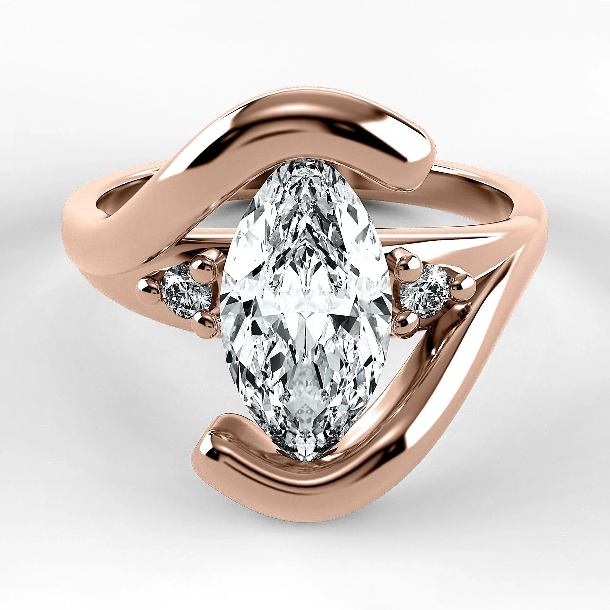 Anillo de Compromiso Giro - Marquesa en oro rosa - vista 1