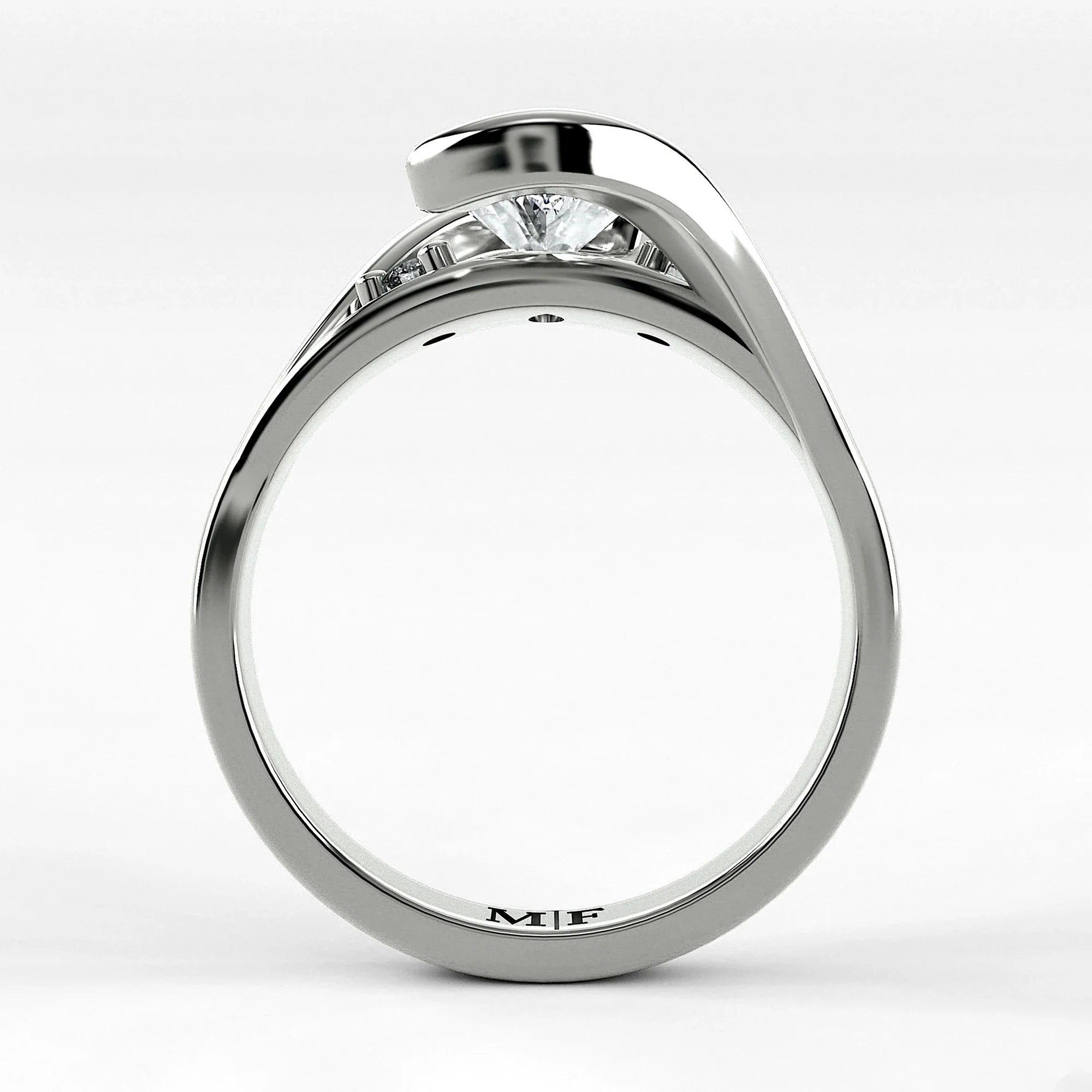 Anillo de Compromiso Giro - Marquesa en oro blanco - vista 3