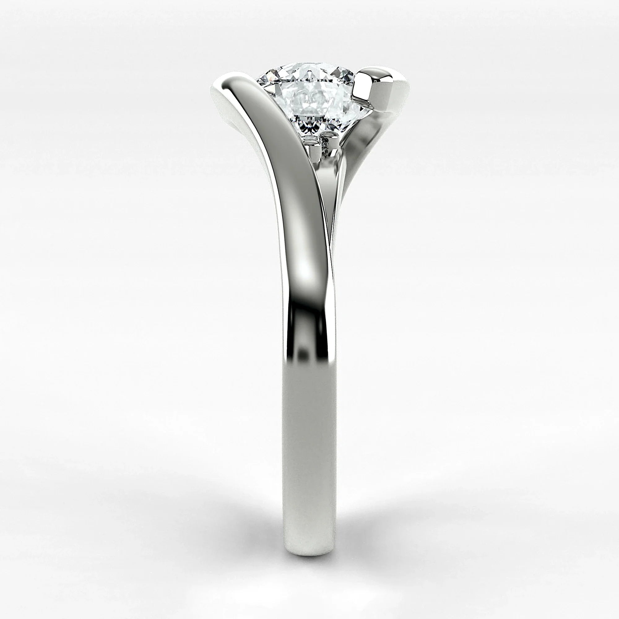 Anillo de Compromiso Giro - Redondo en oro blanco - vista 2