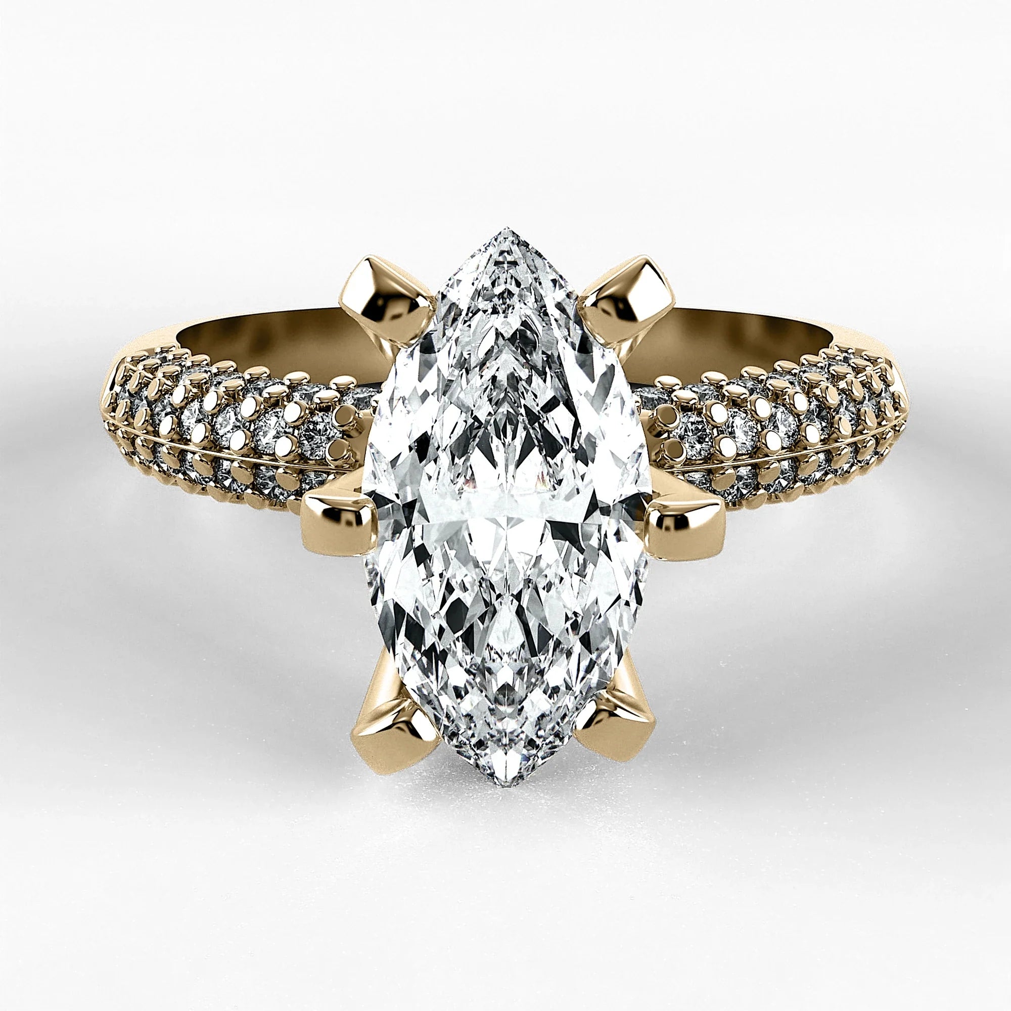 Anillo de Compromiso Corona - Marquesa en oro amarillo - vista 1