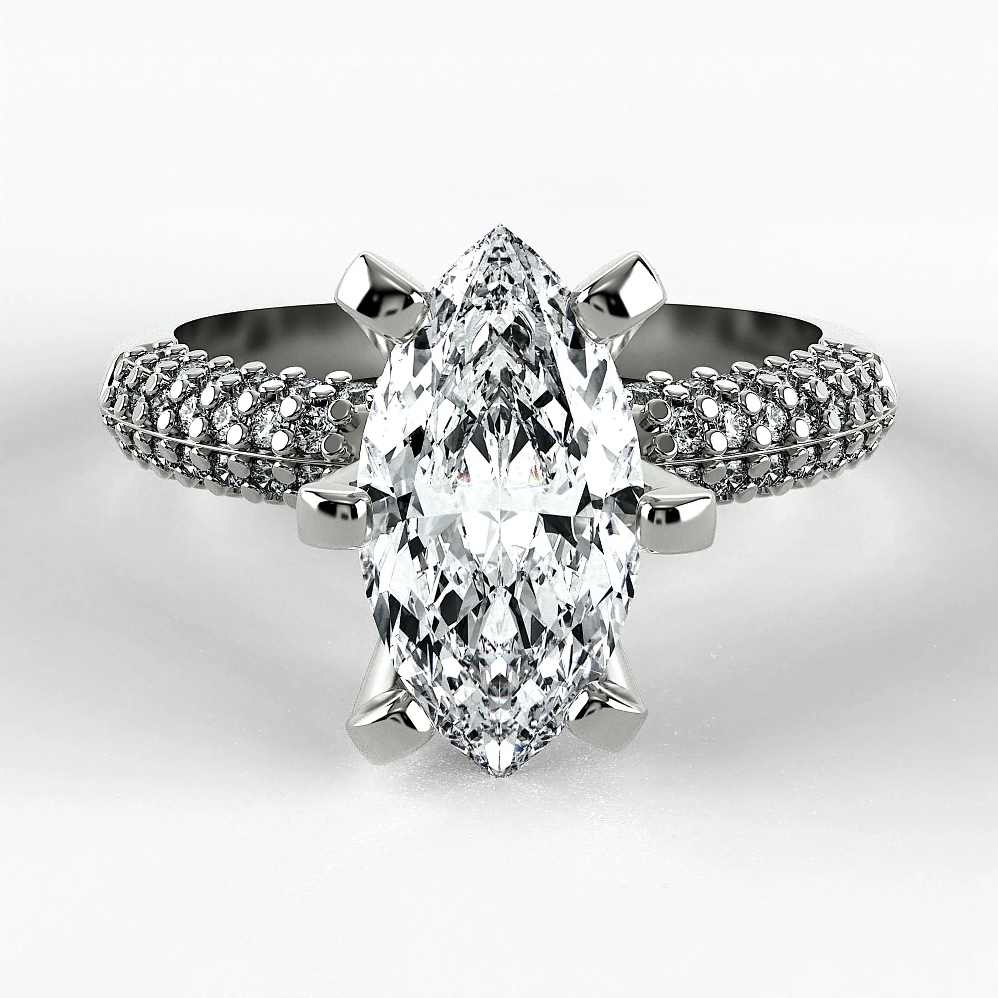 Anillo de Compromiso Corona - Marquesa en oro blanco - vista 1