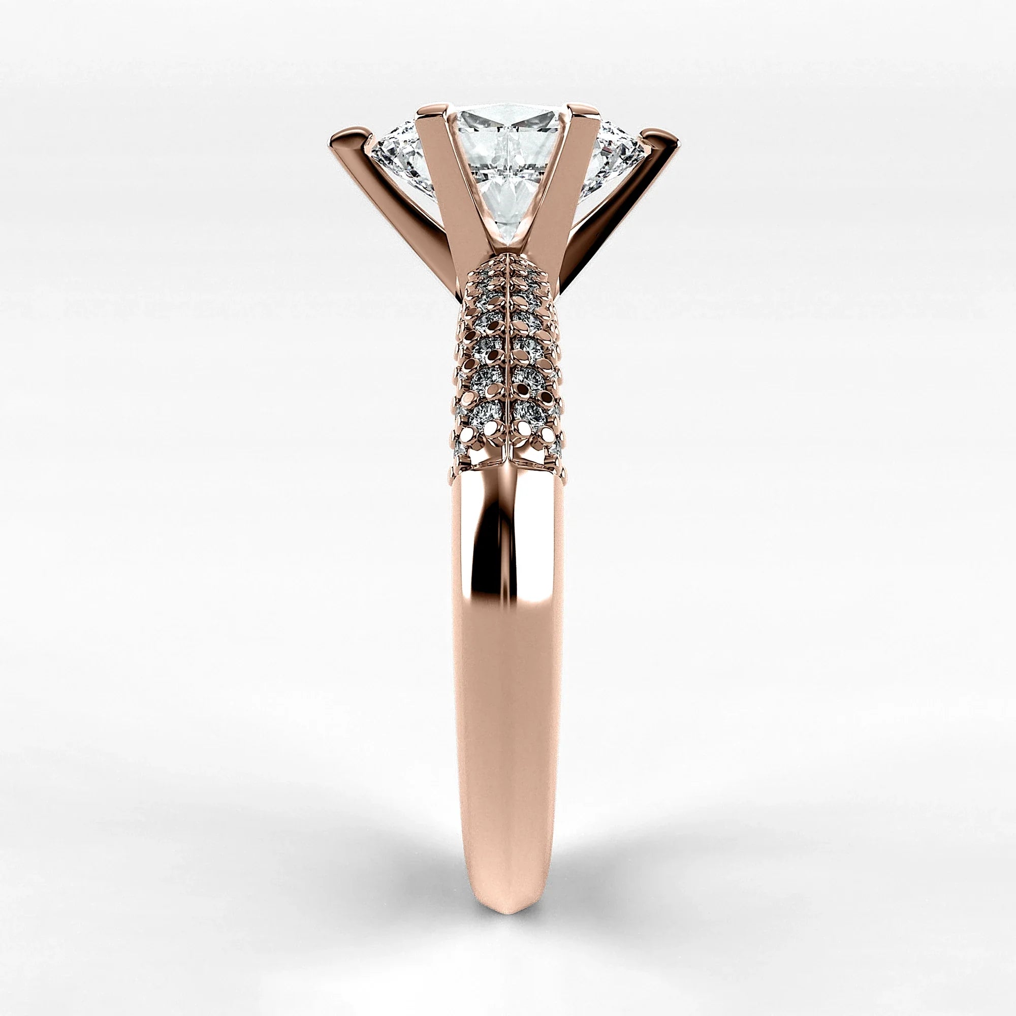 Anillo de Compromiso Corona - Oval en oro rosa - vista 2