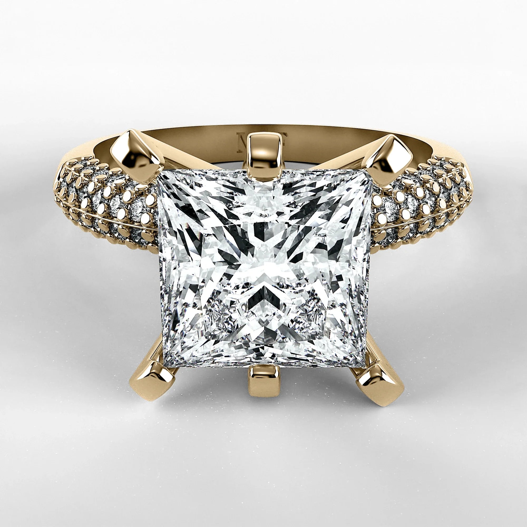 Anillo de Compromiso Corona - Princess en oro amarillo - vista 1