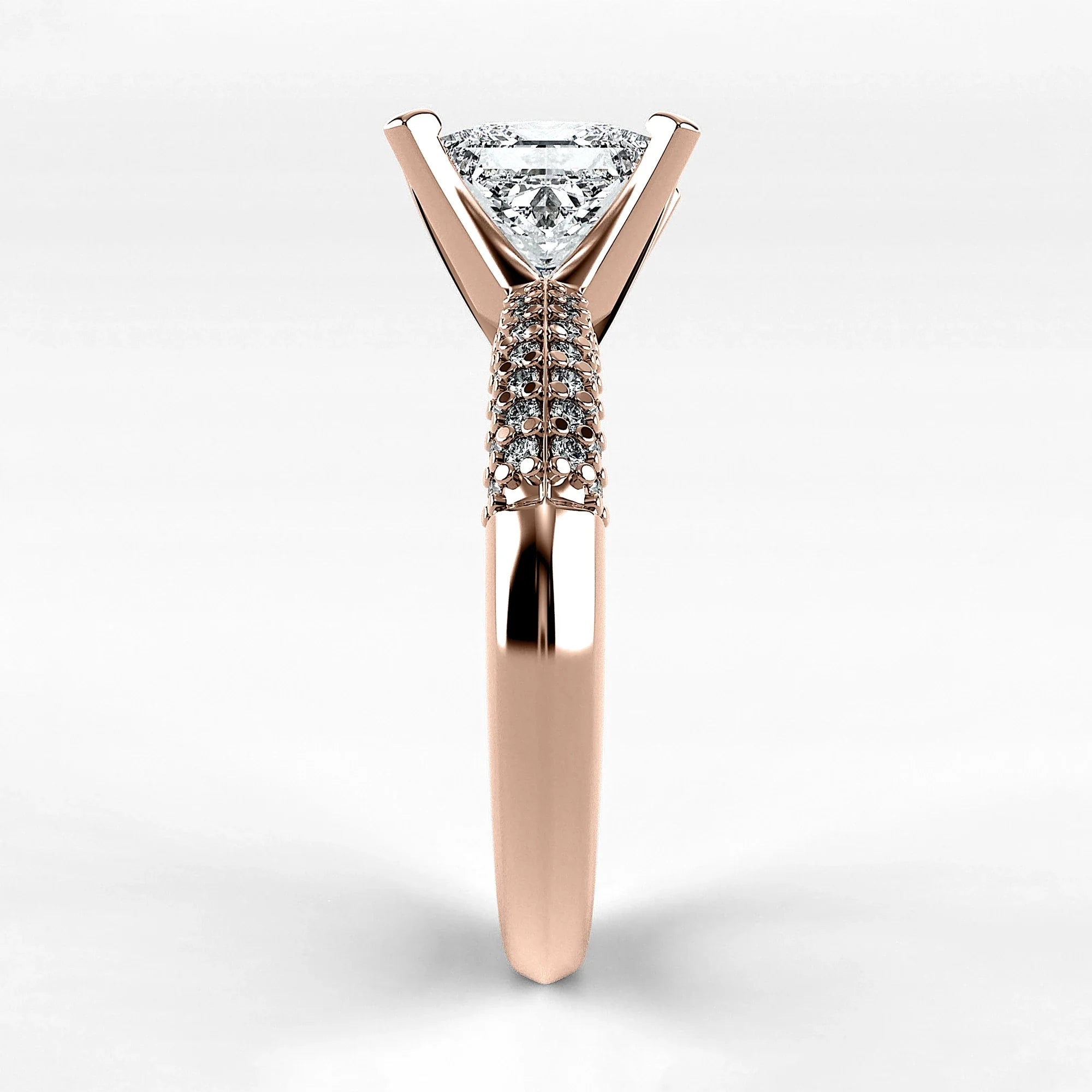Anillo de Compromiso Corona - Princess en oro rosa - vista 2