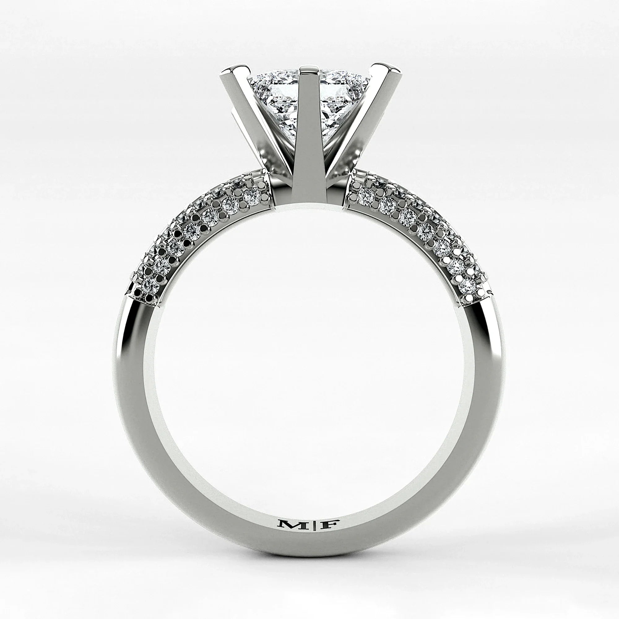 Anillo de Compromiso Corona - Princess en oro blanco - vista 3