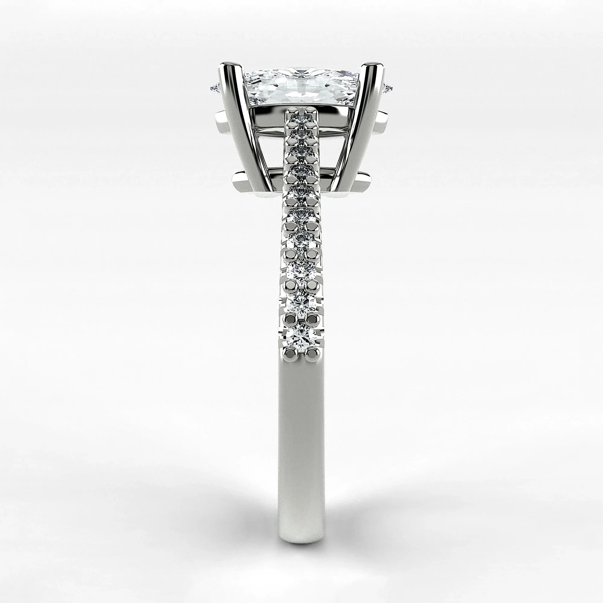 Anillo de Compromiso Destello - Marquesa en oro blanco - vista 2