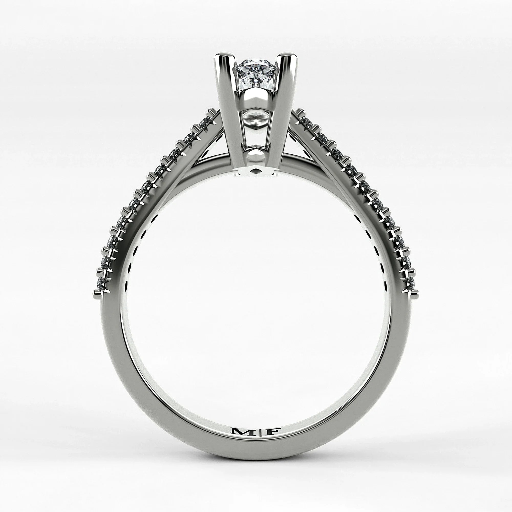 Anillo de Compromiso Destello - Marquesa en oro blanco - vista 3