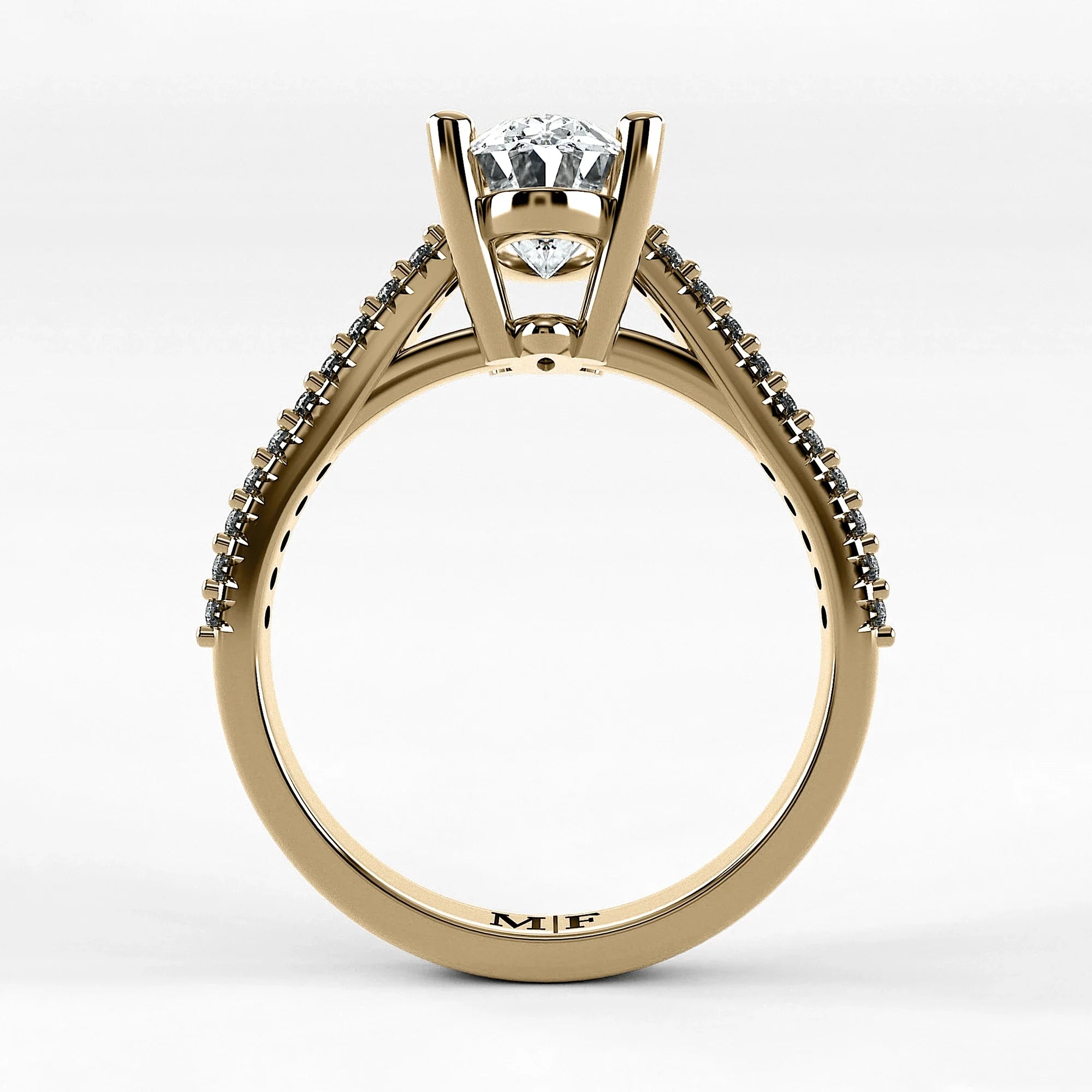 Anillo de Compromiso Destello - Oval en oro amarillo - vista 3
