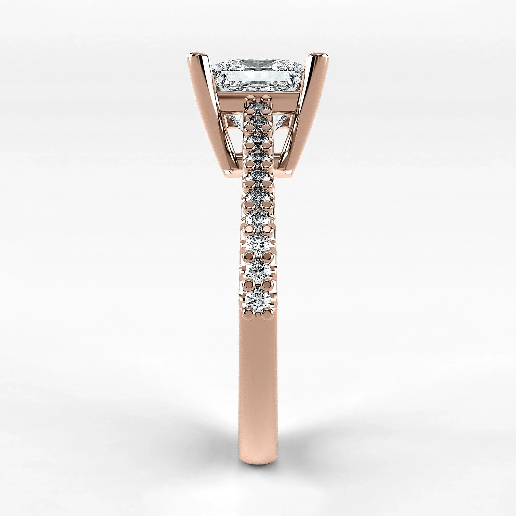 Anillo de Compromiso Destello - Princess en oro rosa - vista 2